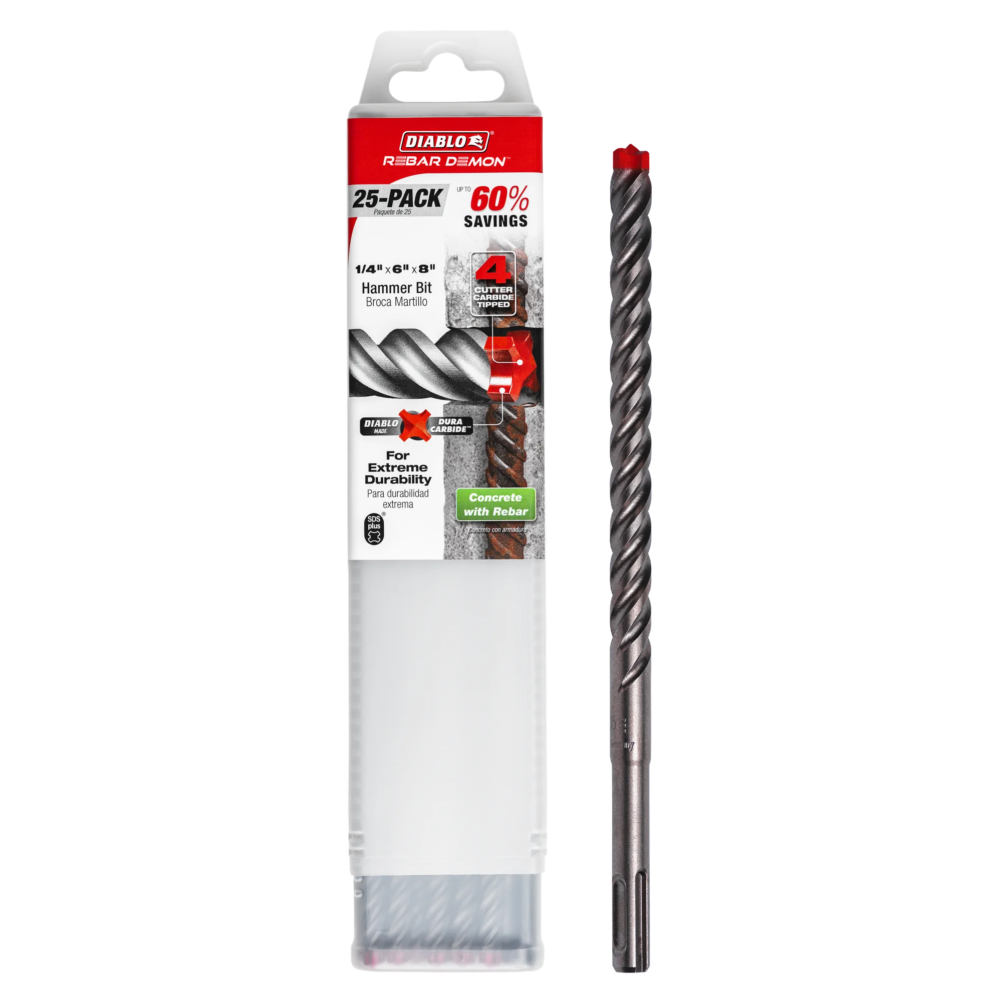 DIABLO DMAPL4185-P25 1/2"X6"X8" SDS PLUS 4 CUTTER CARBIDE